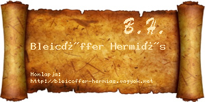Bleicöffer Hermiás névjegykártya